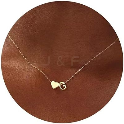 Simple Style Adjustable 316L Surgical Stainless Steel Heart and Initial Pendant Necklaces for Women WG95AEF-07-1