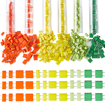 600Pcs 6 Style Opaque Colours 2-Hole Glass Seed Beads SEED-CN0001-17-1