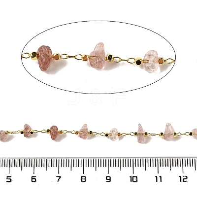 Handmade Natural Strawberry Quartz Chip Beaded Chains CHC-F020-10G-08-1