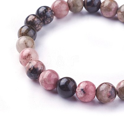 Natural Rhodonite Beads Stretch Bracelets BJEW-F380-01-B16-1