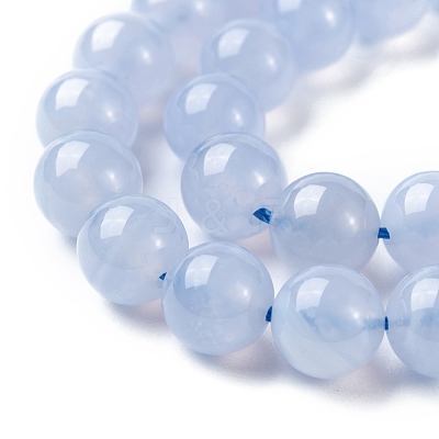 Grade A Natural Blue Chalcedony Beads Strands G-F222-29-10mm-1-1