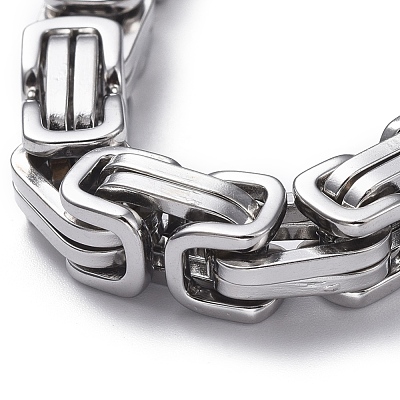 Tarnish Resistant Unisex 201 Stainless Steel Byzantine Chain Bracelets BJEW-L637-34D-P-1