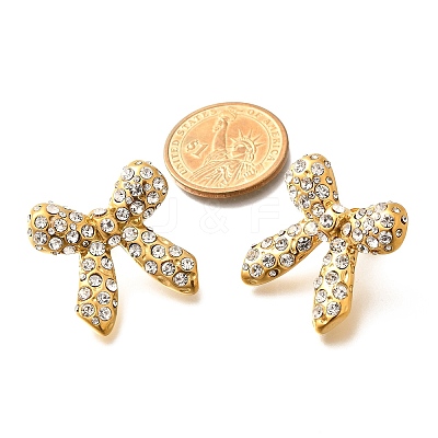 304 Stainless Steel Bowknot Stud Earrings EJEW-A123-02B-G-1