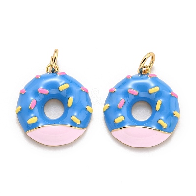 Brass Enamel Pendants KK-O140-06B-G-1