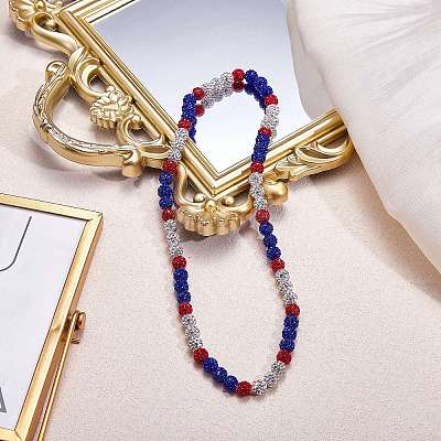 Polymer Clay Rhinestone Round Beaded Necklaces NJEW-SW00049-02-1