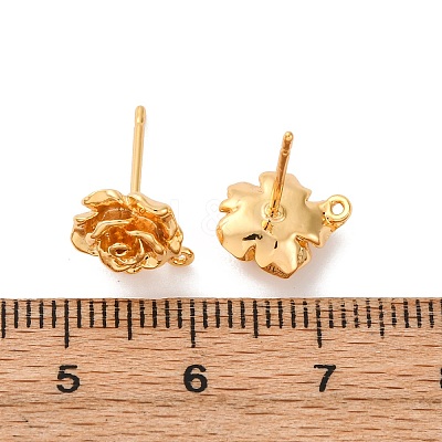 Flower Brass Stud Earring Findings KK-K382-33G-1