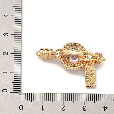 Brass Micro Pave Clear Cubic Zirconia Fold Over Clasps KK-U037-24G-02-1