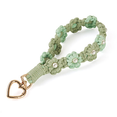Cotton Braided Flower Pendant Decorations AJEW-TAC0030-032G-02-1
