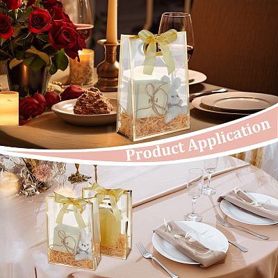 15Pcs Rectangle Frosted Transparent PP Plastic Storage Bags with 1 Roll Polyester Ribbon ABAG-UN0001-08-1