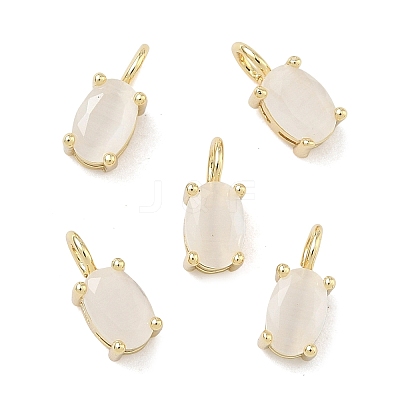 Brass Cat Eye Pendants KK-C251-09B-G01-1