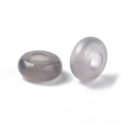 Natural Grey Agate European Beads G-Q503-11-1