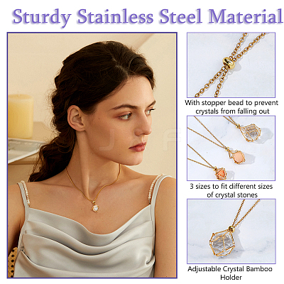 6Pcs 3 Styles 304 Stainless Steel Macrame Pouch Braided Gemstone Holder NJEW-DC00002-1