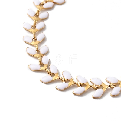 Enamel Ear of Wheat Link Chains Bracelet BJEW-P271-02G-04-1