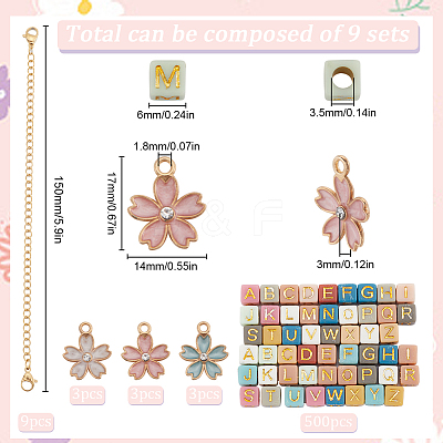 DIY Flower & Letter Alloy Enamel Cup Charms Pendant Decorations Making Kit DIY-SC0025-72-1