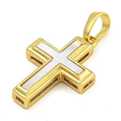 Brass Pendants with Shell KK-D534-02G-02-1