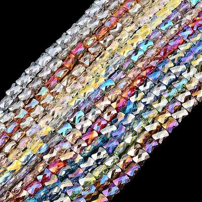 AB Color Plated Transparent Glass Beads Strands EGLA-P051-06A-A-1