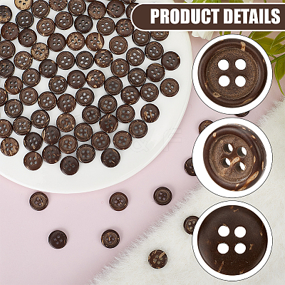 100Pcs 4-Hole Coconut Buttons BUTT-CY0001-30-1
