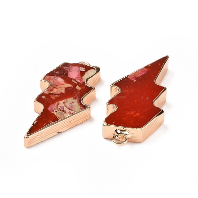 Dyed Natural Imperial Jasper Pendants G-P490-03G-06-1