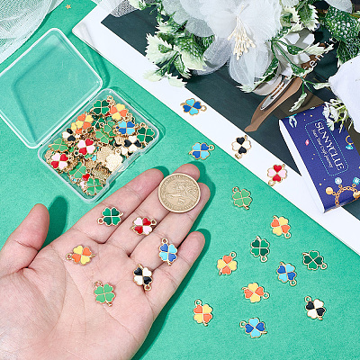 72Pcs 6 Colors Alloy Enamel Pendants ENAM-SC0008-08-1