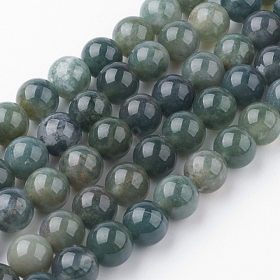 Natural Moss Agate Bead Strands G-G735-62-8mm-1