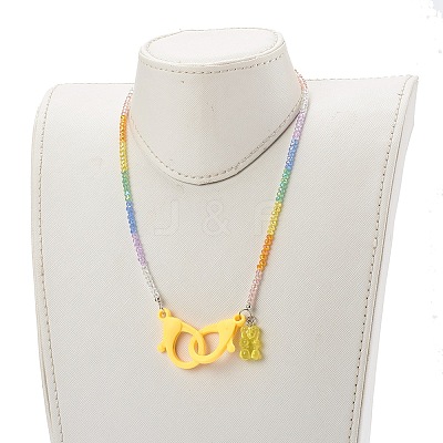 Rainbow Personalized Electroplate Glass Beaded Necklaces NJEW-JN03410-03-1
