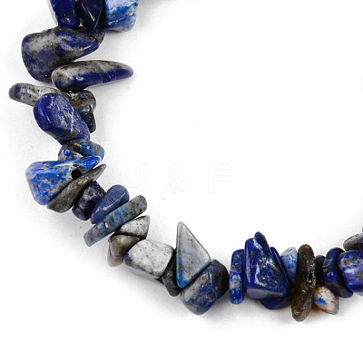 Unisex Chip Natural Lapis Lazuli Beaded Stretch Bracelets BJEW-S143-07-1