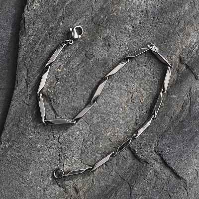 Tarnish Resistant Unisex 201 Stainless Steel Bar Link Chain Bracelets BJEW-L637-35B-P-1