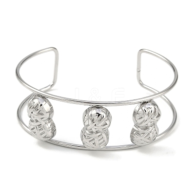 Non-Tarnish 304 Stainless Steel Wide Textured Open Cuff Bangles BJEW-Q348-05P-08-1
