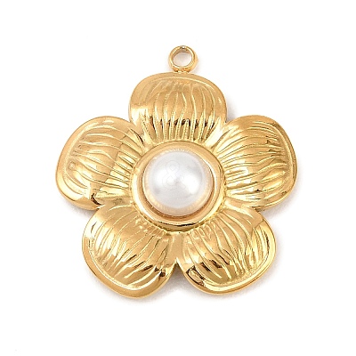 304 Stainless Steel & ABS Plastic Imitation Pearl Pendants STAS-Z185-04G-01-1
