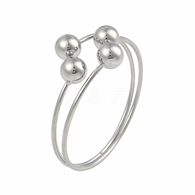 Round Brass Open Cuff Torque Bangles for Women BJEW-Z074-03P-1