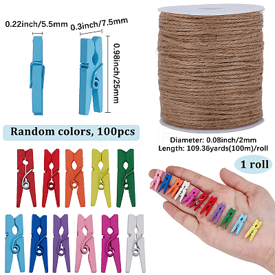 100Pcs Natural Wooden Craft Pegs Clips AJEW-SP0003-48A-1