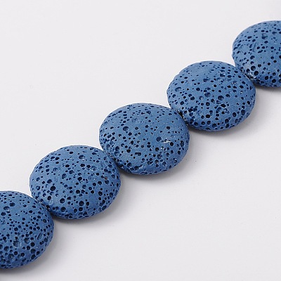 Lentil Dyed Synthetic Lava Rock Beads Strands G-N0103-21-1