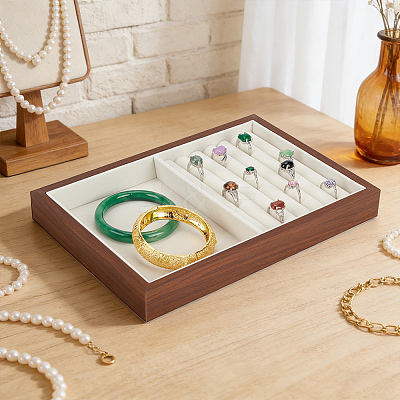 Rectangle Wood Jewelry Trays for Earrings AJEW-WH0880-84A-1