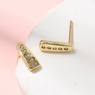 Teardrop Brass Micro Pave Clear Cubic Zirconia Stud Earrings LS-EJEW-H180-26G-1