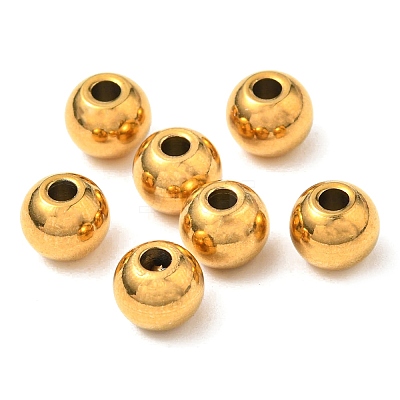 304 Stainless Steel Smooth Round Spacer Beads X-STAS-M006-01A-G-1