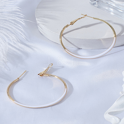 1Pair Alloy Enamel Hoop Earrings EJEW-LP0003-50A-1