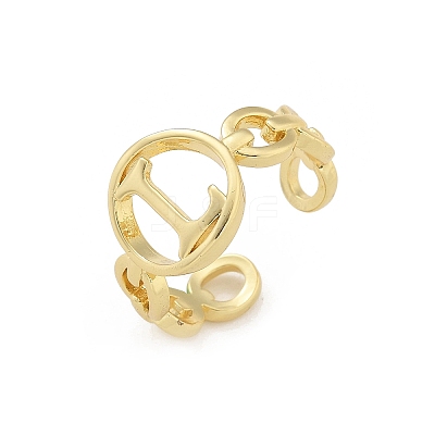 Brass Open Cuff Rings for Women RJEW-K289-01G-L-1
