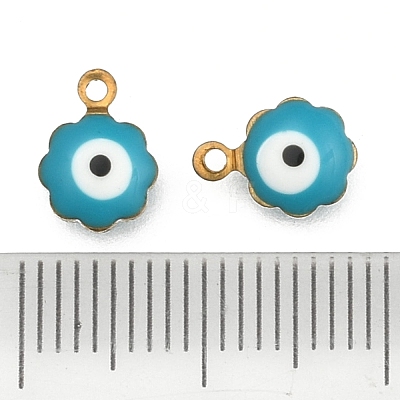 Golden Tone Brass Enamel Charms KK-Q571-05E-1