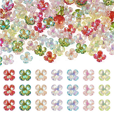 42Pcs 7 Colors Electroplate Acrylic Bead Caps OACR-TA0014-43-1