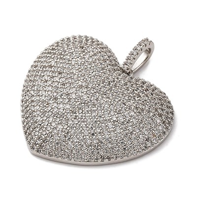 Brass Micro Pave Clear Cubic Zirconia Pendants KK-U076-22P-1