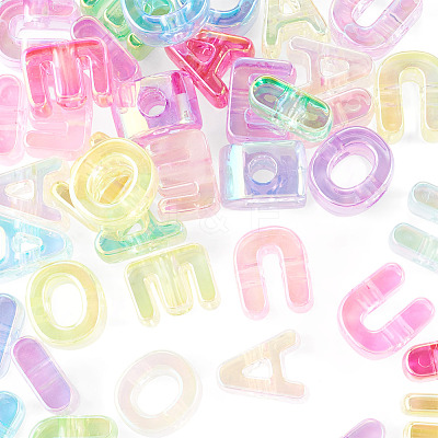 40Pcs 5 Colors UV Plating Transparent Acrylic European Beads OACR-TA0005-05-1
