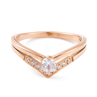PVD Vacuum Plating 304 Stainless Steel Round Finger Ring for Women RJEW-C086-05-RG-1