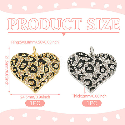 2Pcs 2 Colors Brass Micro Pave Cubic Zirconia Pendants KK-TA0002-20-1