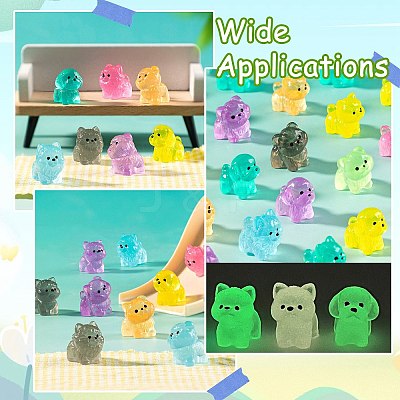 40Pcs 8 Colors Luminous Dog Miniature Ornaments DJEW-CJZ0001-004-1