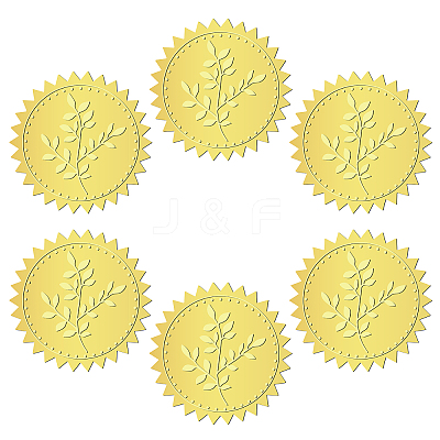 12 Sheets Self Adhesive Gold Foil Embossed Stickers DIY-WH0451-018-1