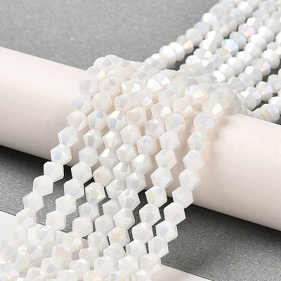 Opaque Solid Color Electroplate Glass Beads Strands GLAA-F029-P4mm-A15-1