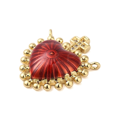 Rack Plating Brass Micro Pave Clear Cubic Zirconia Pendants X-KK-S372-02G-1