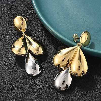 Teardrop Brass Dangle Stud Earrings EJEW-S258-06GP-1