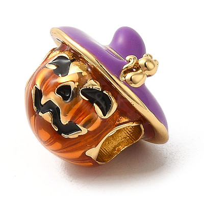 Halloween Brass Enamel European Beads LS-KK-A203-04B-G-1