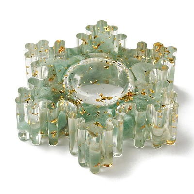 Natural Green Aventurine & Resin Candle Holder Molds DJEW-H012-02B-1